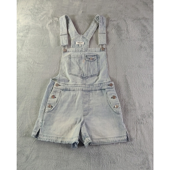 Juicy Couture Short Overalls Womens Size Extra Small Blue Denim Light Wash - Picture 1 of 11